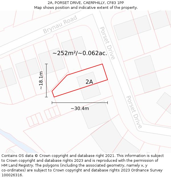 2A, PORSET DRIVE, CAERPHILLY, CF83 1PP: Plot and title map