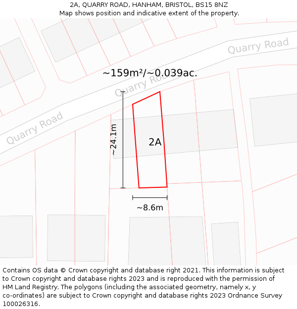 2A, QUARRY ROAD, HANHAM, BRISTOL, BS15 8NZ: Plot and title map