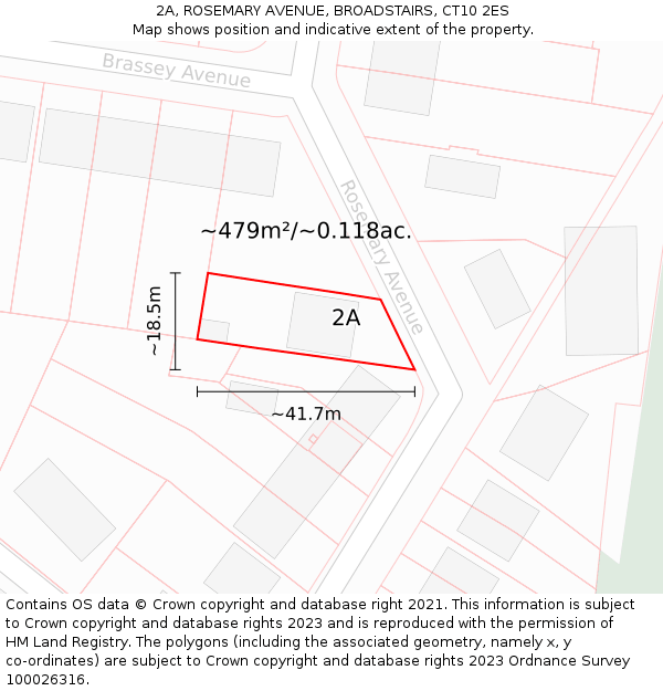 2A, ROSEMARY AVENUE, BROADSTAIRS, CT10 2ES: Plot and title map