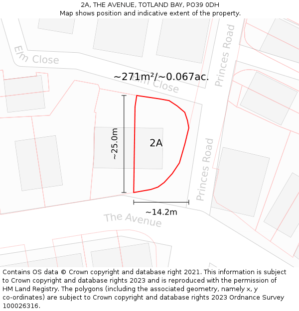 2A, THE AVENUE, TOTLAND BAY, PO39 0DH: Plot and title map