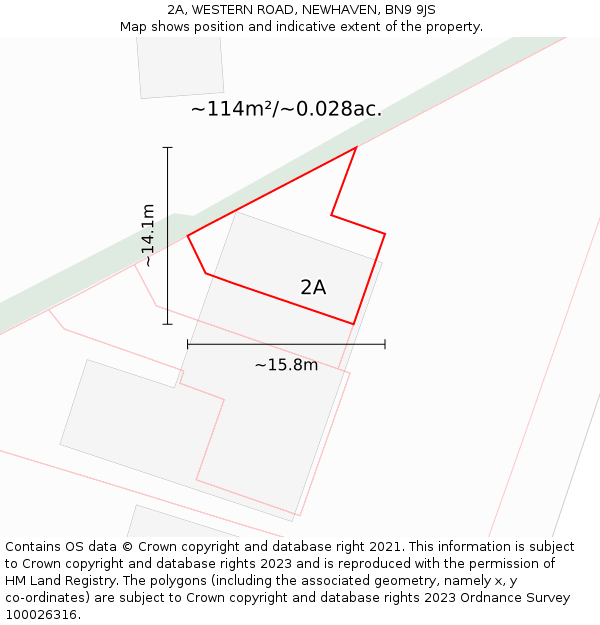 2A, WESTERN ROAD, NEWHAVEN, BN9 9JS: Plot and title map