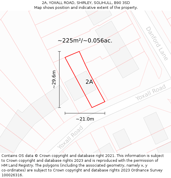 2A, YOXALL ROAD, SHIRLEY, SOLIHULL, B90 3SD: Plot and title map