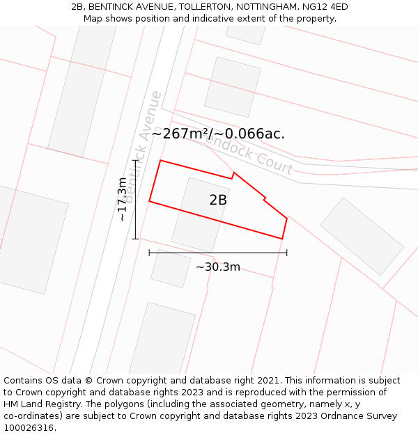 2B, BENTINCK AVENUE, TOLLERTON, NOTTINGHAM, NG12 4ED: Plot and title map