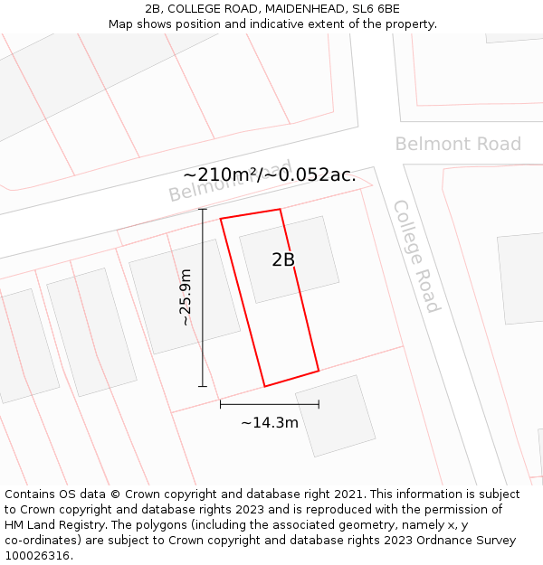 2B, COLLEGE ROAD, MAIDENHEAD, SL6 6BE: Plot and title map