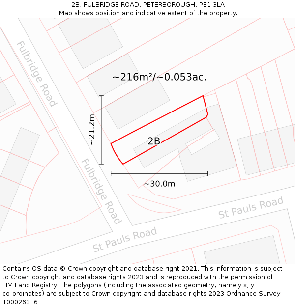 2B, FULBRIDGE ROAD, PETERBOROUGH, PE1 3LA: Plot and title map