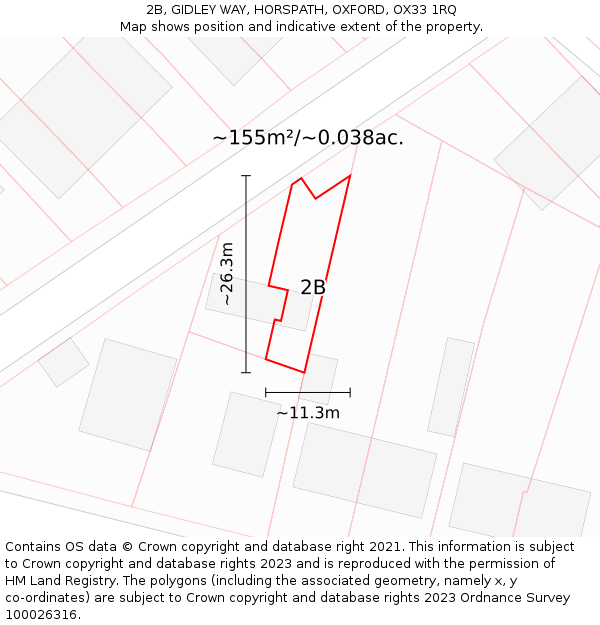 2B, GIDLEY WAY, HORSPATH, OXFORD, OX33 1RQ: Plot and title map