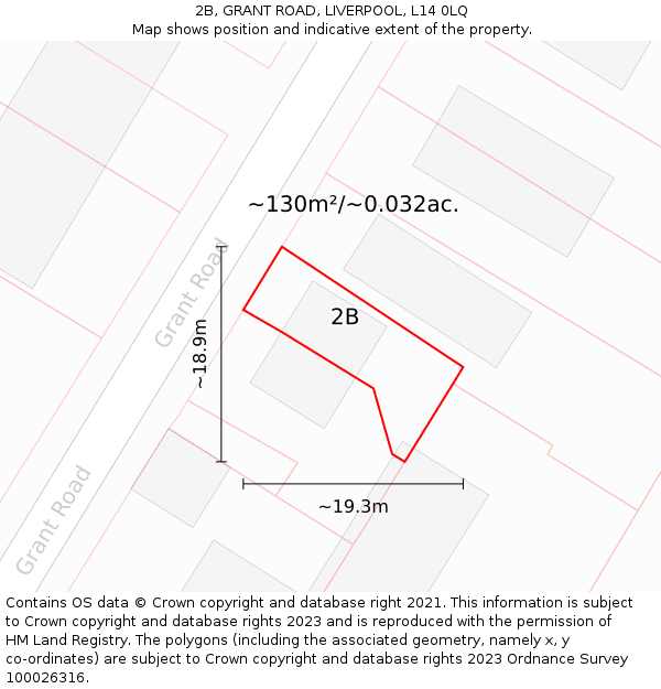 2B, GRANT ROAD, LIVERPOOL, L14 0LQ: Plot and title map