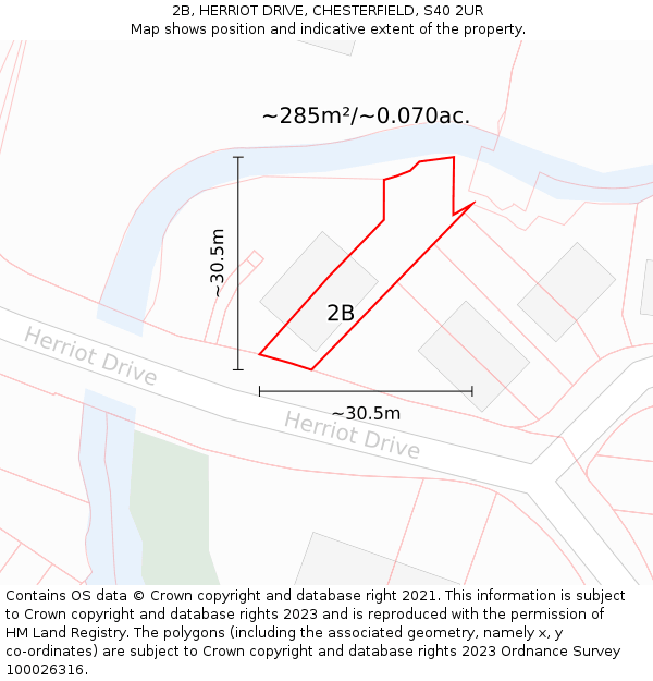 2B, HERRIOT DRIVE, CHESTERFIELD, S40 2UR: Plot and title map