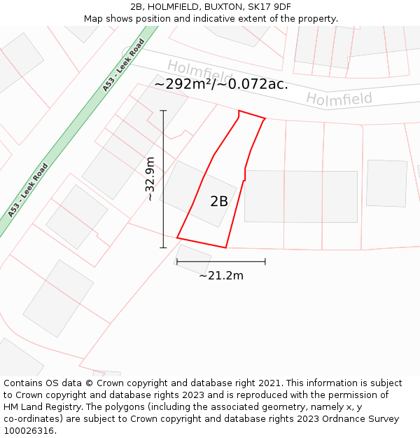 2B, HOLMFIELD, BUXTON, SK17 9DF: Plot and title map