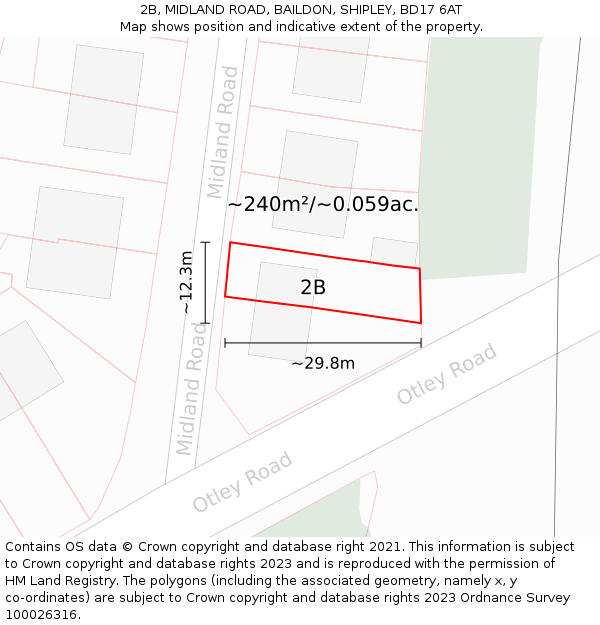 2B, MIDLAND ROAD, BAILDON, SHIPLEY, BD17 6AT: Plot and title map