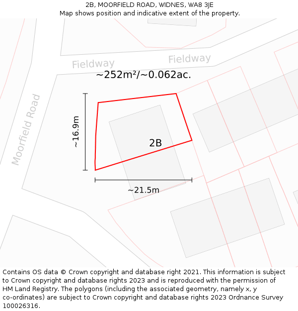 2B, MOORFIELD ROAD, WIDNES, WA8 3JE: Plot and title map