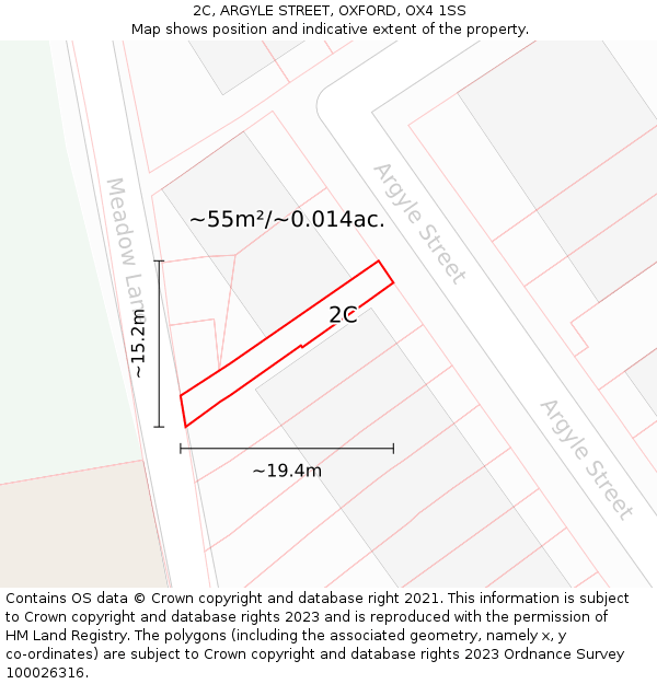 2C, ARGYLE STREET, OXFORD, OX4 1SS: Plot and title map