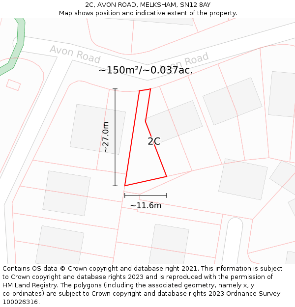 2C, AVON ROAD, MELKSHAM, SN12 8AY: Plot and title map