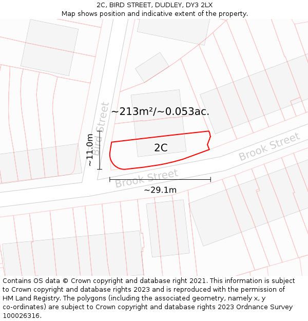 2C, BIRD STREET, DUDLEY, DY3 2LX: Plot and title map