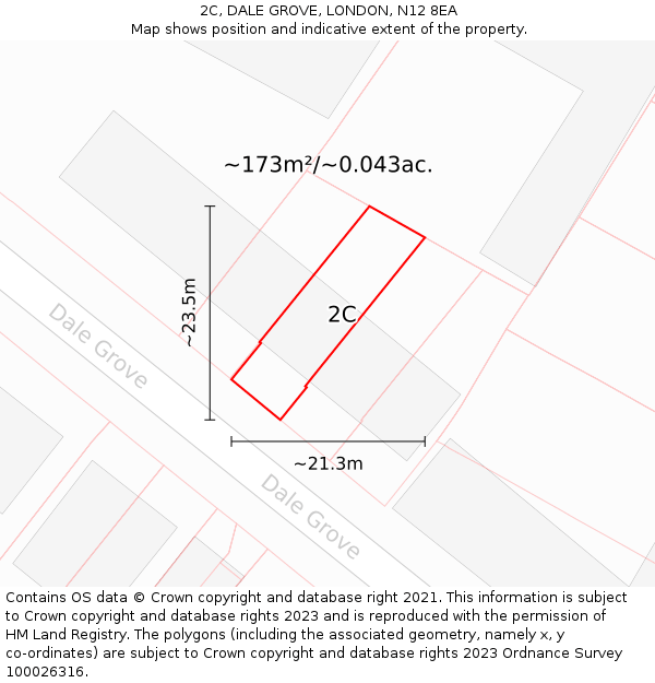 2C, DALE GROVE, LONDON, N12 8EA: Plot and title map