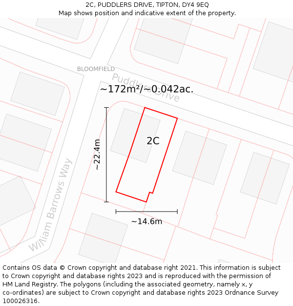 2C, PUDDLERS DRIVE, TIPTON, DY4 9EQ: Plot and title map