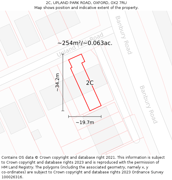 2C, UPLAND PARK ROAD, OXFORD, OX2 7RU: Plot and title map