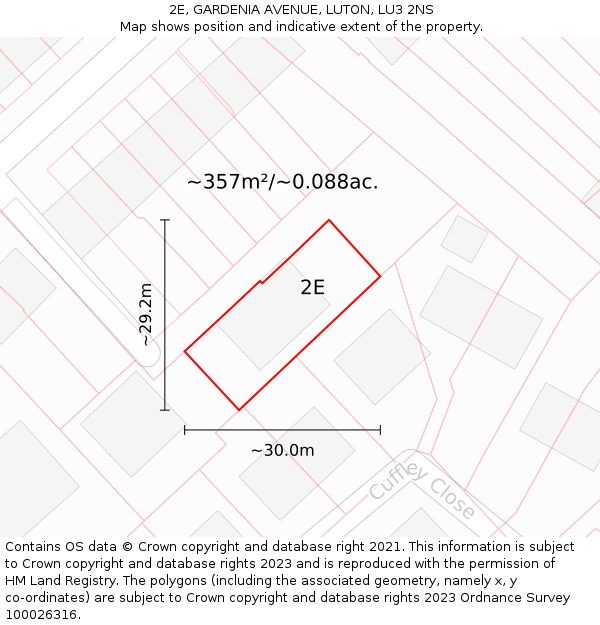 2E, GARDENIA AVENUE, LUTON, LU3 2NS: Plot and title map