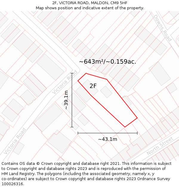 2F, VICTORIA ROAD, MALDON, CM9 5HF: Plot and title map