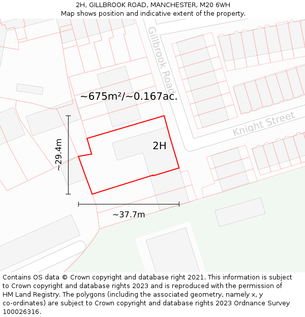 2H, GILLBROOK ROAD, MANCHESTER, M20 6WH: Plot and title map