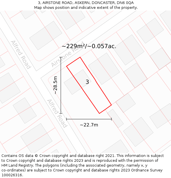 3, AIRSTONE ROAD, ASKERN, DONCASTER, DN6 0QA: Plot and title map