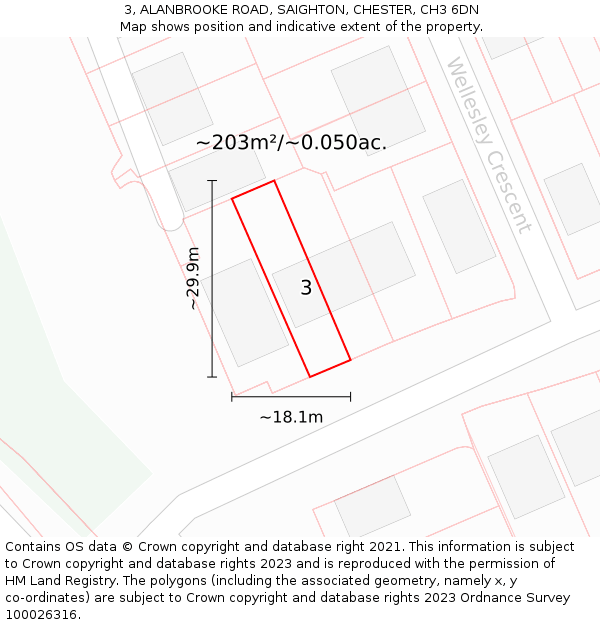 3, ALANBROOKE ROAD, SAIGHTON, CHESTER, CH3 6DN: Plot and title map