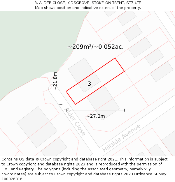 3, ALDER CLOSE, KIDSGROVE, STOKE-ON-TRENT, ST7 4TE: Plot and title map