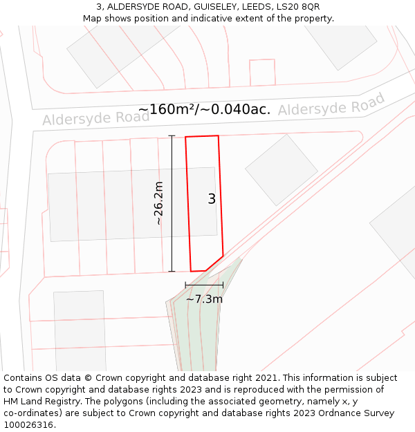 3, ALDERSYDE ROAD, GUISELEY, LEEDS, LS20 8QR: Plot and title map