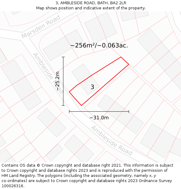 3, AMBLESIDE ROAD, BATH, BA2 2LR: Plot and title map