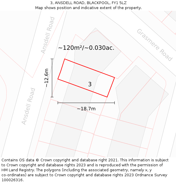 3, ANSDELL ROAD, BLACKPOOL, FY1 5LZ: Plot and title map