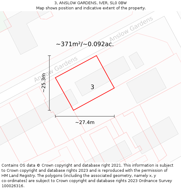 3, ANSLOW GARDENS, IVER, SL0 0BW: Plot and title map