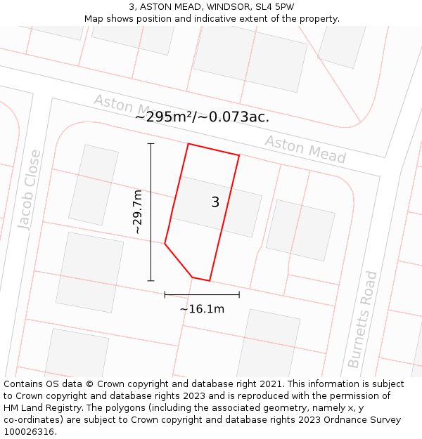 3, ASTON MEAD, WINDSOR, SL4 5PW: Plot and title map