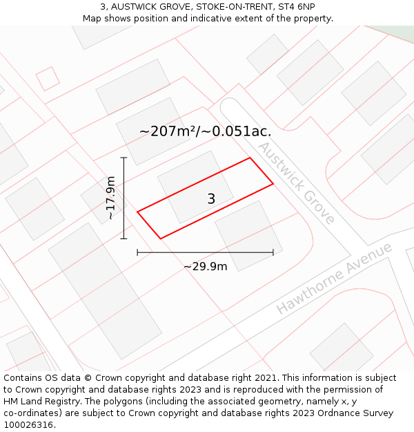 3, AUSTWICK GROVE, STOKE-ON-TRENT, ST4 6NP: Plot and title map