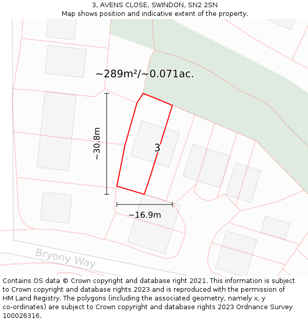 3, AVENS CLOSE, SWINDON, SN2 2SN: Plot and title map