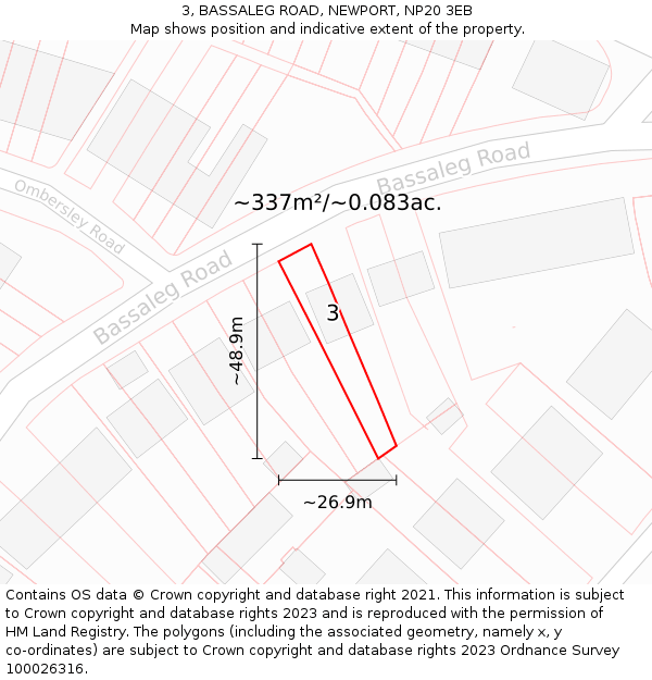3, BASSALEG ROAD, NEWPORT, NP20 3EB: Plot and title map
