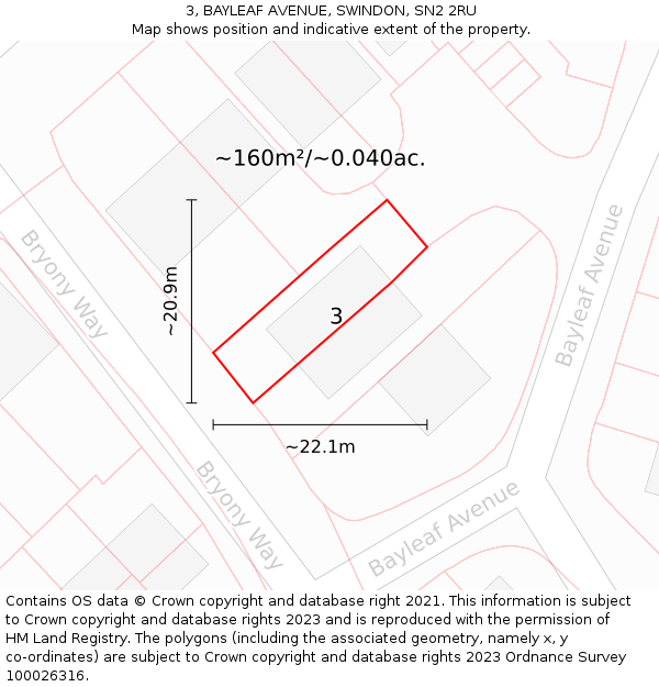 3, BAYLEAF AVENUE, SWINDON, SN2 2RU: Plot and title map