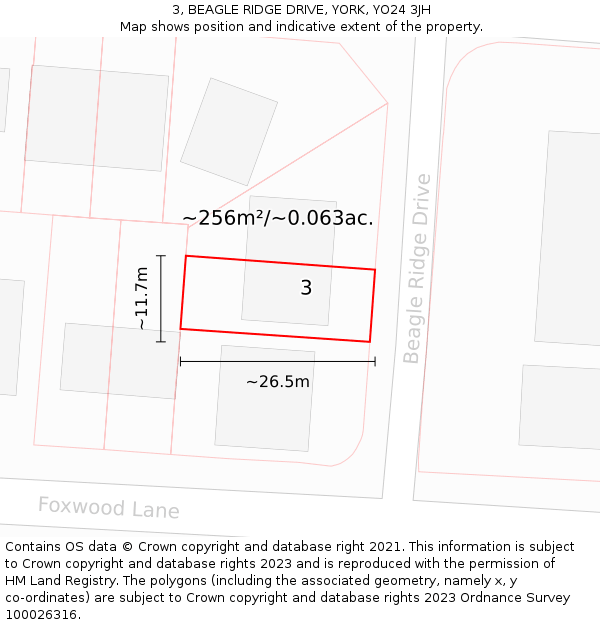 3, BEAGLE RIDGE DRIVE, YORK, YO24 3JH: Plot and title map