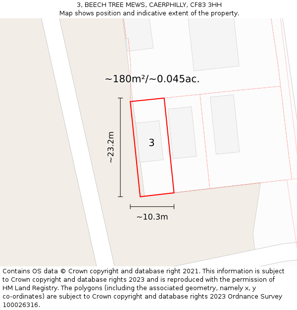 3, BEECH TREE MEWS, CAERPHILLY, CF83 3HH: Plot and title map