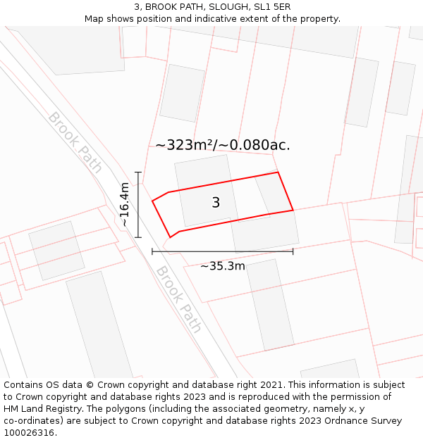 3, BROOK PATH, SLOUGH, SL1 5ER: Plot and title map