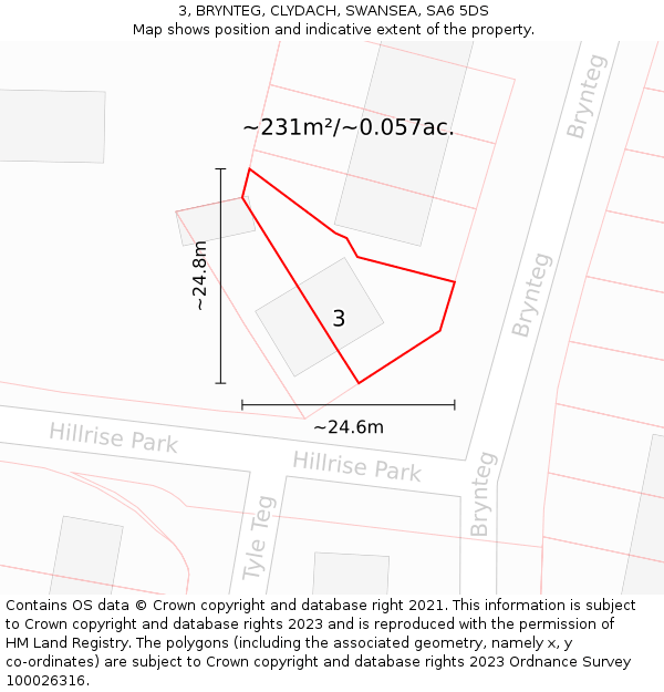 3, BRYNTEG, CLYDACH, SWANSEA, SA6 5DS: Plot and title map