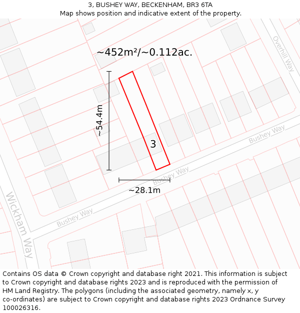 3, BUSHEY WAY, BECKENHAM, BR3 6TA: Plot and title map