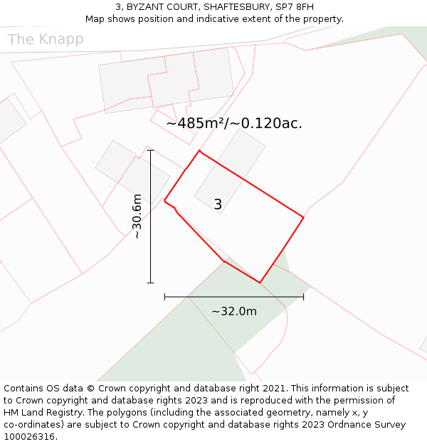 3, BYZANT COURT, SHAFTESBURY, SP7 8FH: Plot and title map