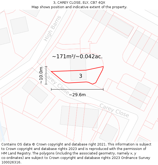 3, CAREY CLOSE, ELY, CB7 4QX: Plot and title map