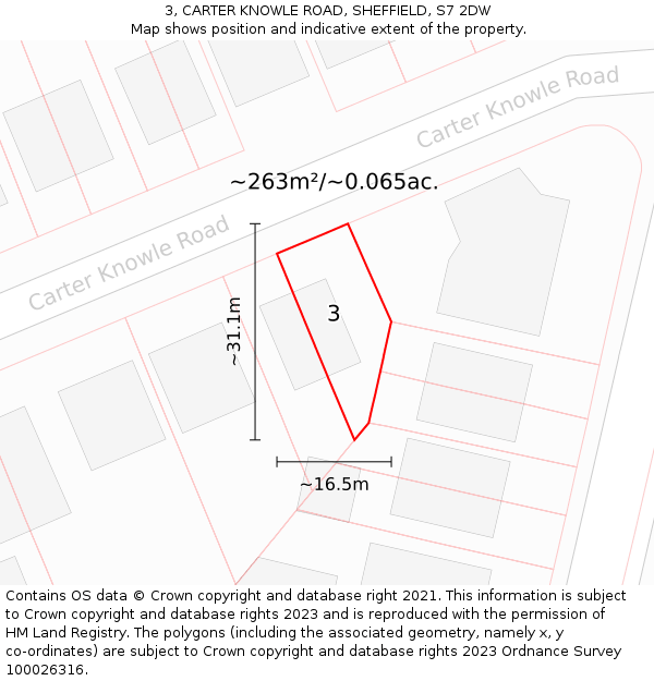 3, CARTER KNOWLE ROAD, SHEFFIELD, S7 2DW: Plot and title map