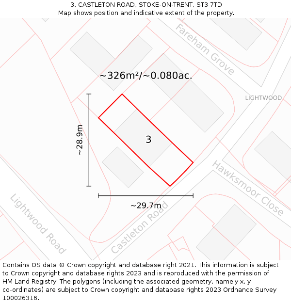 3, CASTLETON ROAD, STOKE-ON-TRENT, ST3 7TD: Plot and title map