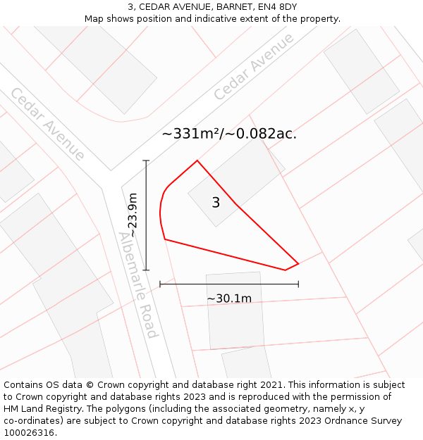 3, CEDAR AVENUE, BARNET, EN4 8DY: Plot and title map