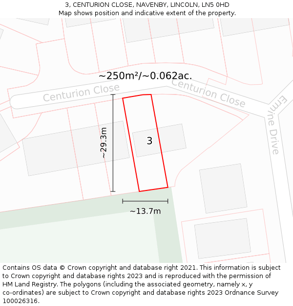 3, CENTURION CLOSE, NAVENBY, LINCOLN, LN5 0HD: Plot and title map