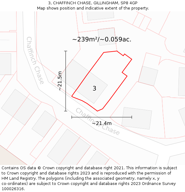 3, CHAFFINCH CHASE, GILLINGHAM, SP8 4GP: Plot and title map