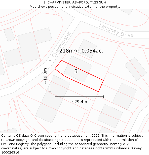 3, CHARMINSTER, ASHFORD, TN23 5UH: Plot and title map