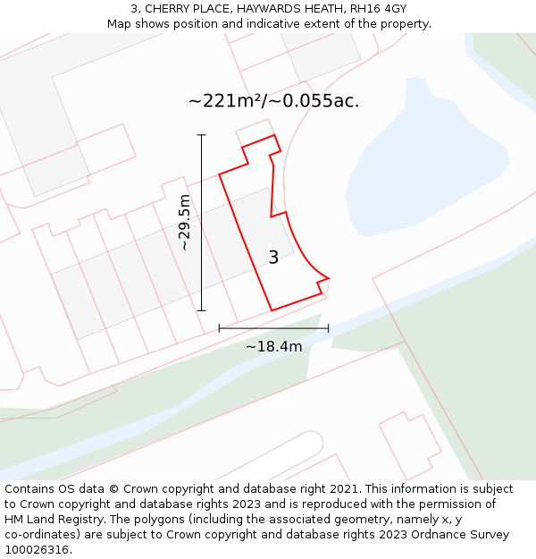 3, CHERRY PLACE, HAYWARDS HEATH, RH16 4GY: Plot and title map